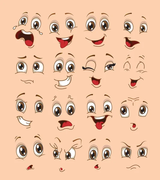 Набір виразів обличчя. Векторна ілюстрація смайлик мультфільм — стоковий вектор