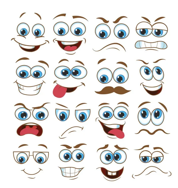 Expresión facial establecida. ilustración vectorial emoticonos de dibujos animados — Vector de stock