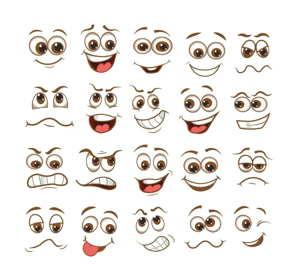 Faccia espressione impostata. emoticon illustrazione vettoriale cartoni animati.emoticon carino — Vettoriale Stock