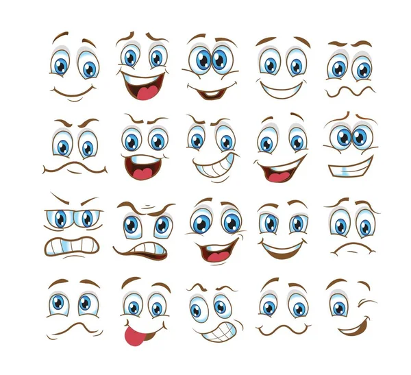Набір виразів обличчя. Векторні ілюстрації смайликів мультфільм. гострі смайлики — стоковий вектор