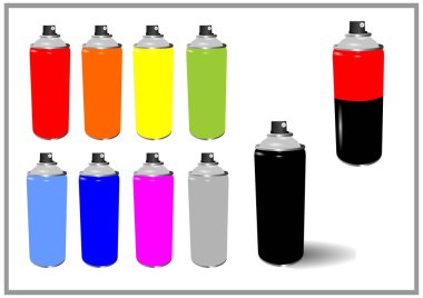 Spraycans üzerinde beyaz arka plan vektör