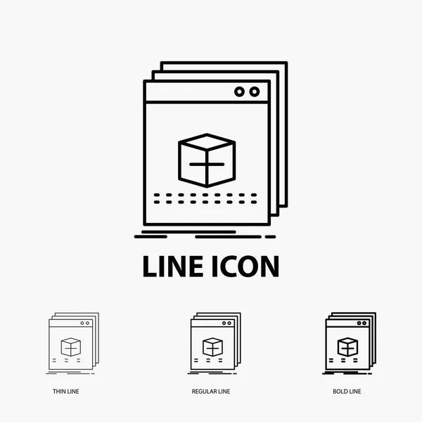 Logiciel App Application Fichier Programme Icône Dans Style Ligne Mince — Image vectorielle