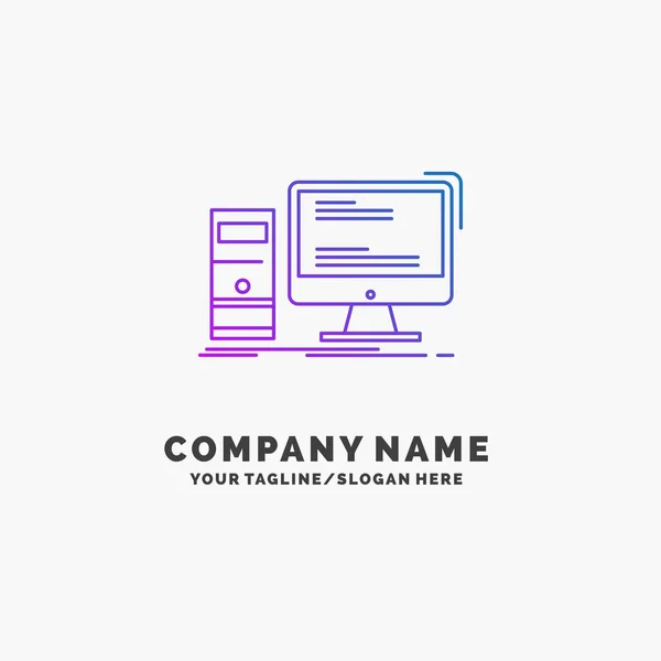 Computer Desktop Gaming Personal Purple Business Logo Template Place Tagline — Stock Vector