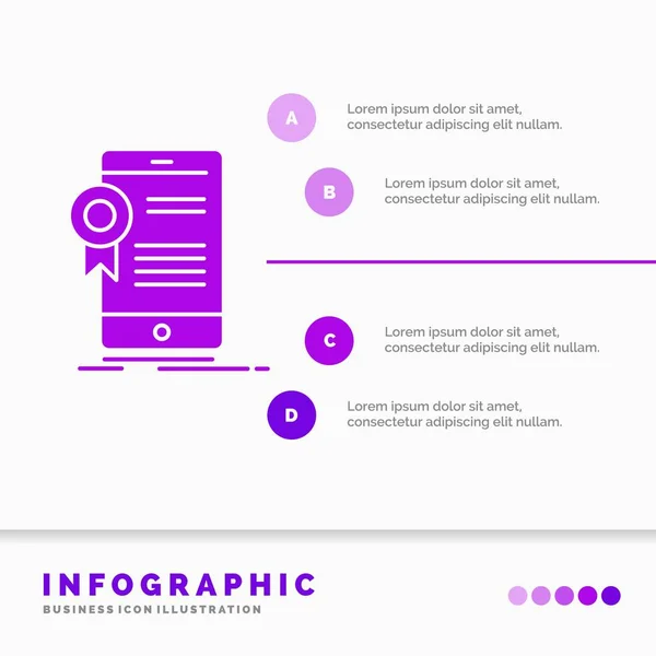 Certificado Certificação App Aplicação Aprovação Modelo Infográficos Para Website Apresentação — Vetor de Stock