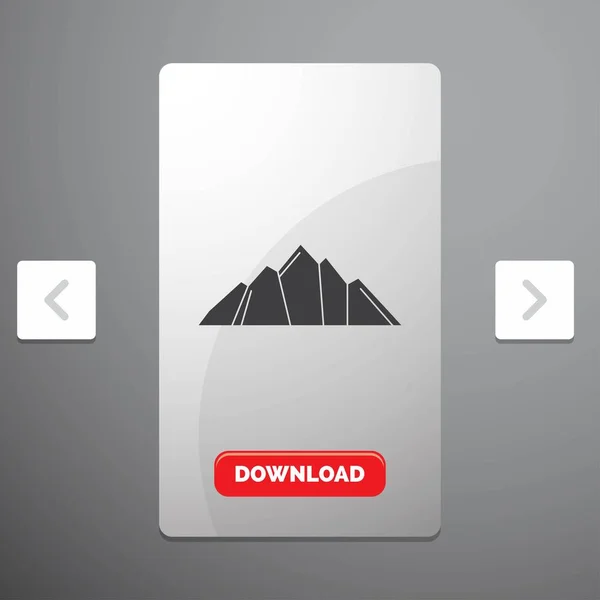 เขา ธรรมชาต เขา ฉาก Glyph Icon Carousal Pagination Slider Design — ภาพเวกเตอร์สต็อก