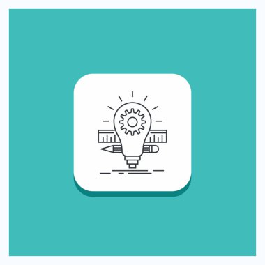 Geliştirme, fikir, ampul, kalem, yuvarlak düğme satırı simgesi turkuaz arka plan ölçek