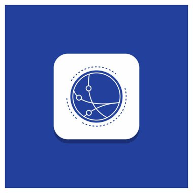 Mavi yuvarlak düğmesi için dünya çapında, iletişim, bağlantı, Internet, ağ glif simgesini