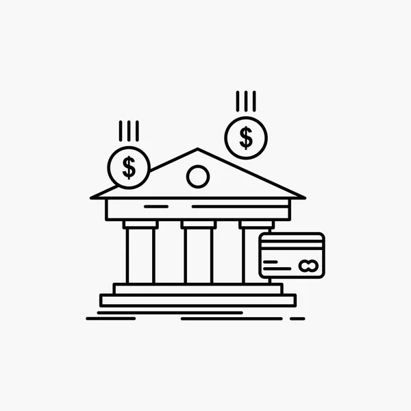 Банк Платежи Банковские Финансовые Денежные Линии Икона Векторная Изолированная Иллюстрация — стоковый вектор