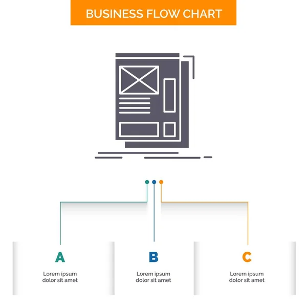 Draad Framing Web Lay Out Development Business Flow Chart Design — Stockvector