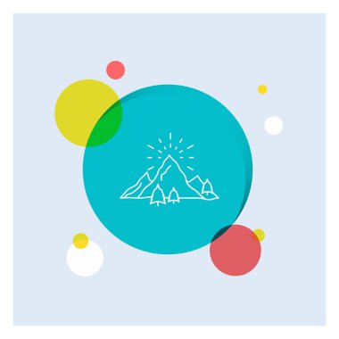 Hill, manzara, Doğa, dağ, havai fişek renkli daire arka plan beyaz satırı simgesi