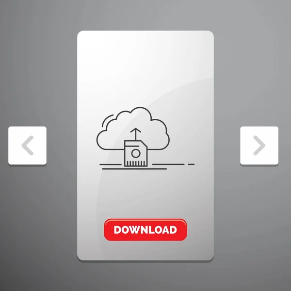 Cloud Upload Data Computing Icône Ligne Dans Carrousel Pagination Slider — Image vectorielle