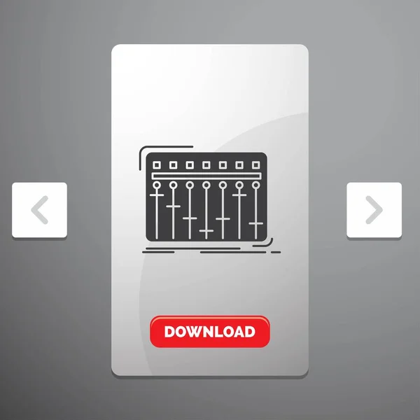 คอนโซล กเซอร ดนตร Glyph Icon Carousal Pagination Slider Design Red — ภาพเวกเตอร์สต็อก