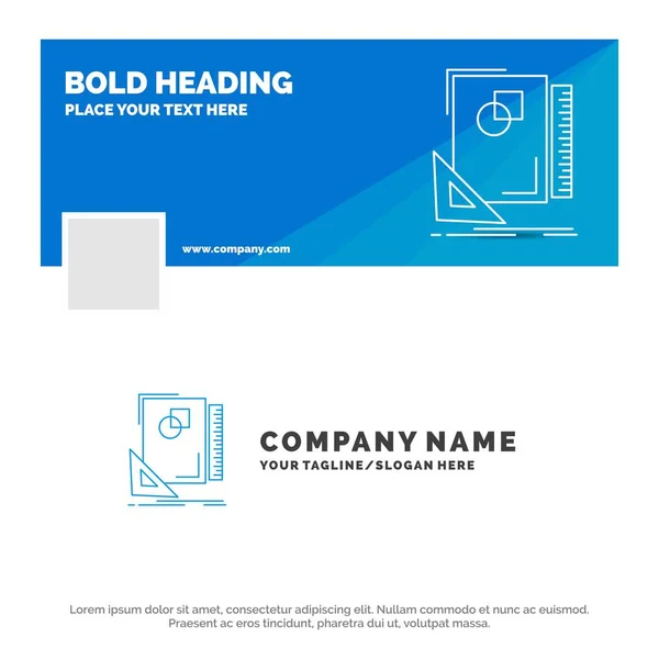 Blue Business Logo Template Design Layout Page Sketch Sketching Facebook — Stock Vector