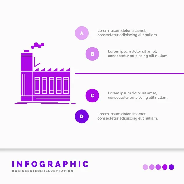 Fábrica Industrial Industria Fabricación Producción Infografías Plantilla Para Sitio Web — Vector de stock