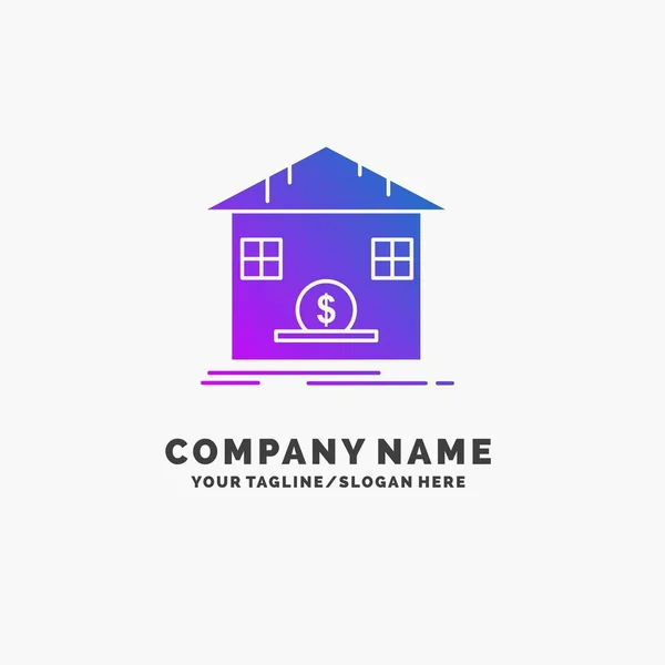 Deposito Cassaforte Risparmio Rimborso Banca Purple Business Logo Template Luogo — Vettoriale Stock