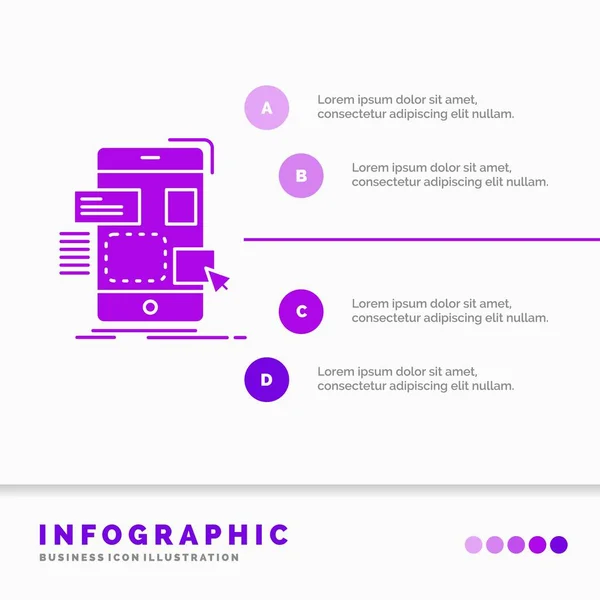 Drag Mobile Design Infografica Template Sito Web Presentazione Glyph Icona — Vettoriale Stock