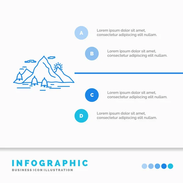 Natur Hügel Landschaft Berg Szene Infografik Vorlage Für Website Und — Stockvektor