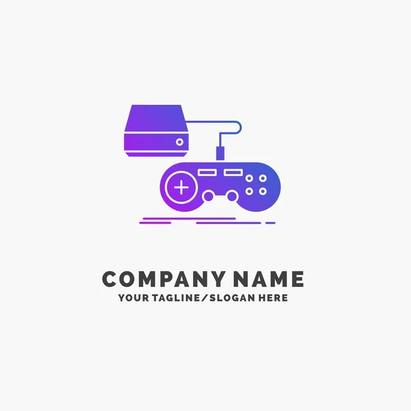 Console Jogo Jogos Playstation Jogar Purple Business Logo Template Lugar — Vetor de Stock