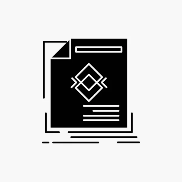 Reclame Folder Tijdschrift Pagina Glyph Pictogram Vectorillustratie Geïsoleerd — Stockvector