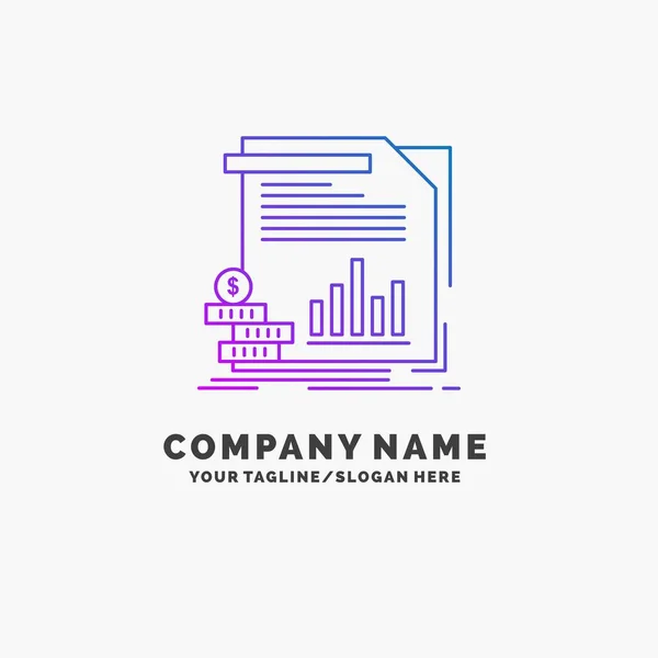 Économie Finances Argent Information Rapports Purple Business Logo Template Place — Image vectorielle