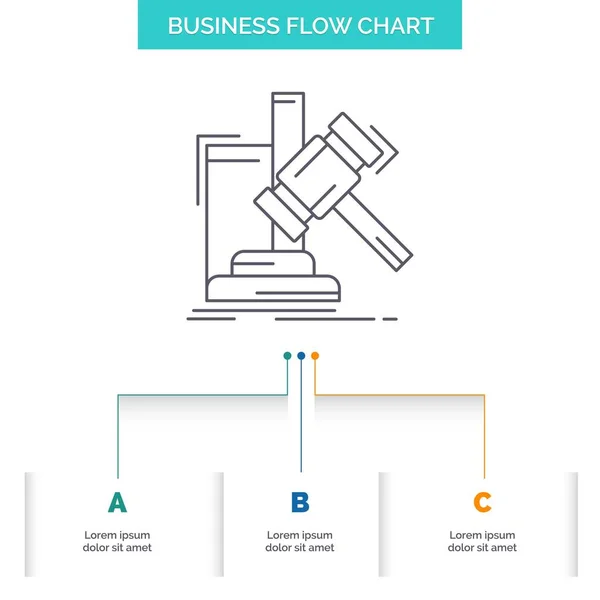 Auction Gavel Hammer Judgement Law Business Flow Chart Design Steps — Stock Vector