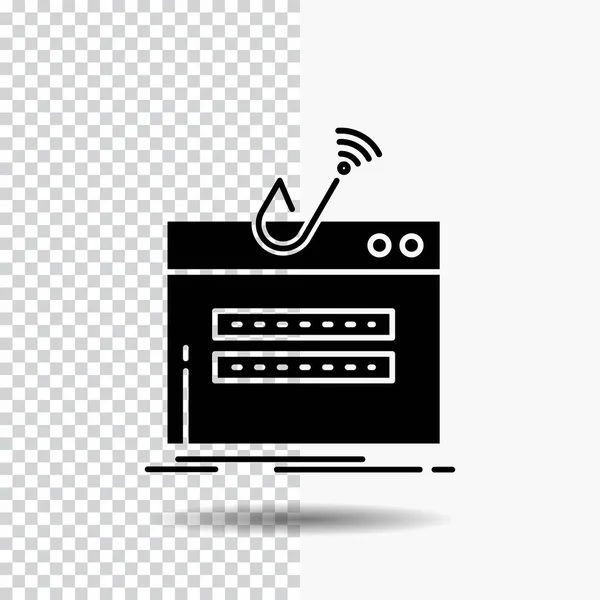 Betrug Internet Login Passwort Diebstahl Glyphen Symbol Auf Transparentem Hintergrund — Stockvektor