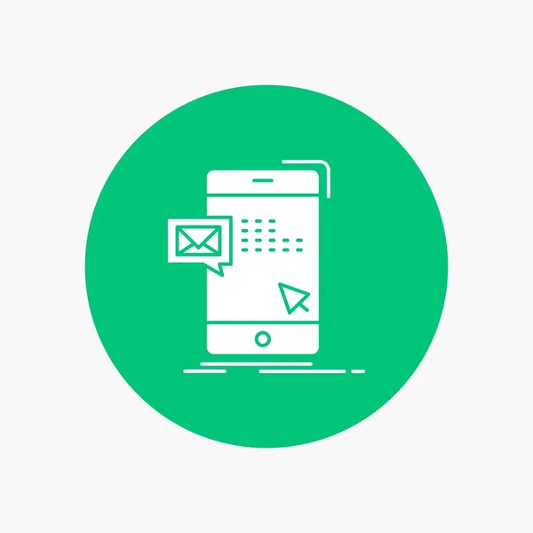 Bulk Dialog Instant Mail Message White Glyph Icon Circle Vector — ストックベクタ