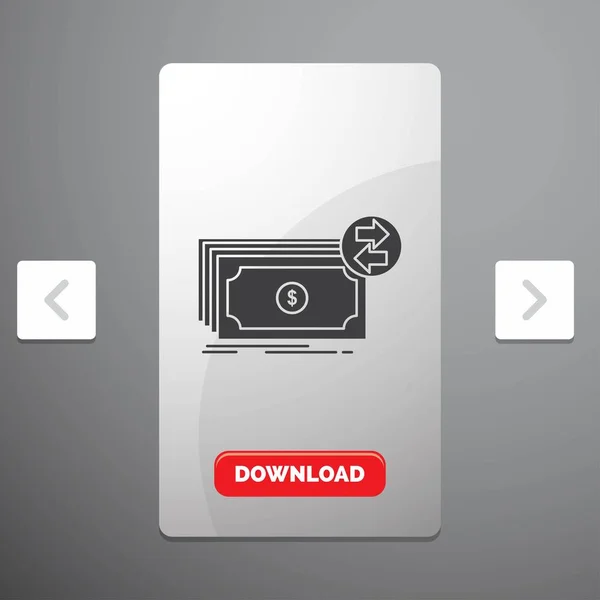 ธนบ นสด ดอลลาร ไหล ไอคอน Glyph Carousal Pagination Slider Design — ภาพเวกเตอร์สต็อก