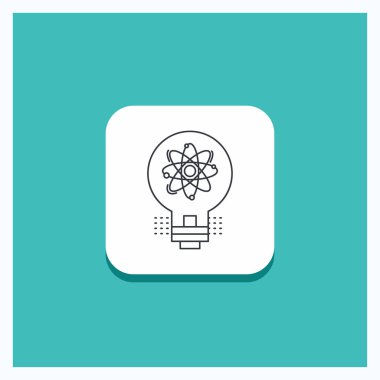 Düğme için fikir, yenilik, ışık, çözüm, yuvarlak başlangıç satırı simgesi turkuaz arka plan