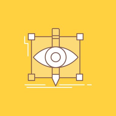 Tasarım, taslak, kroki çizimi, görsel düz çizgi simgesini dolu. Güzel Logo düğme UI ve Ux, Web veya mobil uygulama için sarı arka plan üzerinde