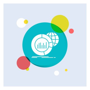 Büyük, grafik, veri, dünya, Infographic beyaz glif simgesi renkli daire arka plan