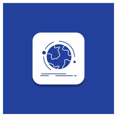 Mavi yuvarlak düğmesi için küre, dünya, keşfetmek, bağlantı, ağ glif simgesi