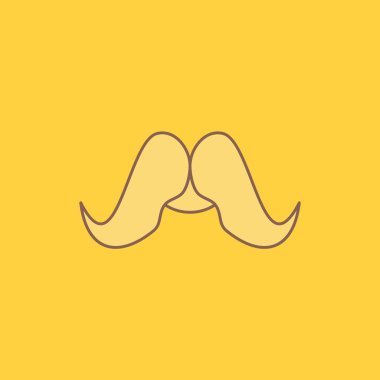bıyık, yenilikçi, movember, Erkek, Erkek düz çizgi dolu kutsal kişilerin resmi. Güzel Logo düğme UI ve Ux, Web veya mobil uygulama için sarı arka plan üzerinde