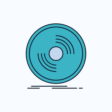 Disk, dj, fonograf, kayıt, vinil düz simgesi. yeşil ve sarı işaret ve sembolleri Web sitesi ve mobil appliation için. vektör çizim