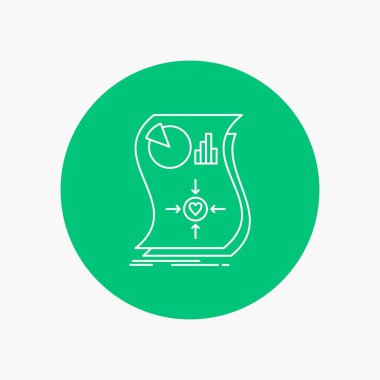 Tahmini, aşk, ilişki, yanıt, duyarlı beyaz çizgisi simgesinde daire arka plan. vektör simge tasarlamak