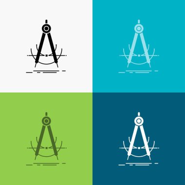 Hassas, accure, geometri, pusula, ölçüm simge üzerinde çeşitli arka plan. glif tarzı tasarım, Web ve uygulama Eps 10 vektör çizim için tasarlanmış