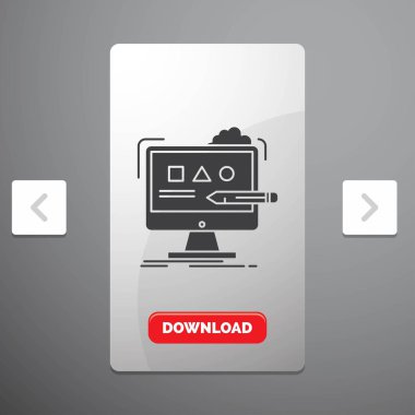 Sanat, bilgisayar, tasarım, dijital, stüdyo rekreasyon Pagination Slider tasarımı ve kırmızı Download düğme glif simgesini