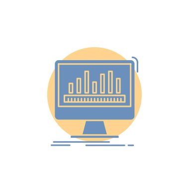 Analytics, işleme, dashboard, veri, istatistikleri glif simgesi.