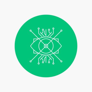 Ar, büyütme, cyber, göz, daire arka planda beyaz satırı simgesi lens. vektör simge tasarlamak