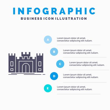 Kale, savunma, kale, kale, Simgesel Yapı Infographics şablon web sitesi ve sunum için. Glif gri mavi Infographic stil vektör çizim simgesiyle.