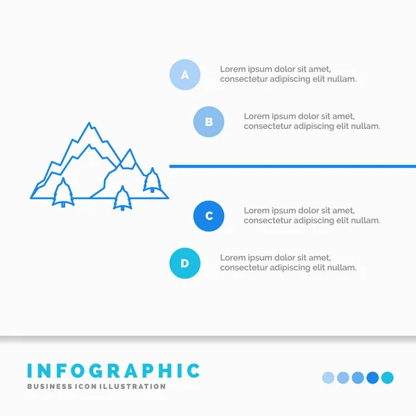 Berg Landschaft Hügel Natur Baum Infografik Vorlage Für Website Und — Stockvektor