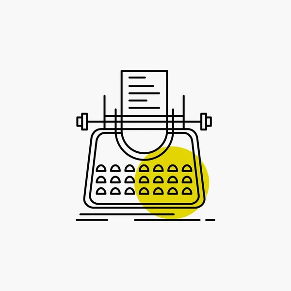 Artikel Blog Verhaal Typemachine Schrijver Lijn Pictogram — Stockvector