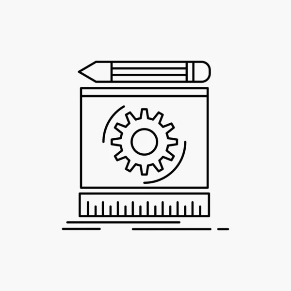 Progetto Ingegneria Processo Prototipo Prototipazione Linea Icona Illustrazione Isolata Vettoriale — Vettoriale Stock