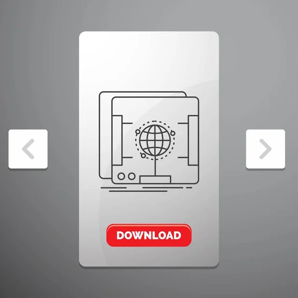 Boyutlu Holografik Tarayın Carousal Pagination Slider Design Red Download Button — Stok Vektör