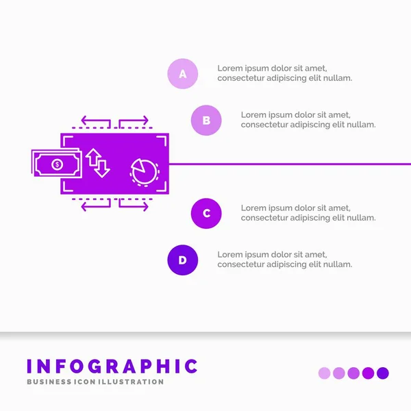 Finanças Fluxo Marketing Dinheiro Pagamentos Infographics Template Website Presentation Ilustração — Vetor de Stock