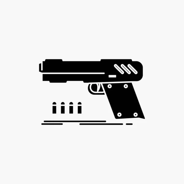 Pistol Pistol Pistol Penembak Senjata Glyph Icon Vektor Diisolasi Ilustrasi - Stok Vektor