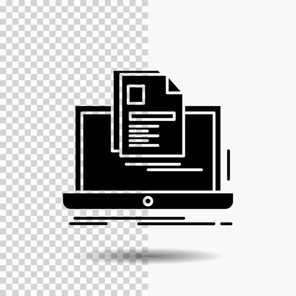 Account Laptop Verslag Print Glyph Pictogram Transparante Achtergrond Zwart Pictogram — Stockvector