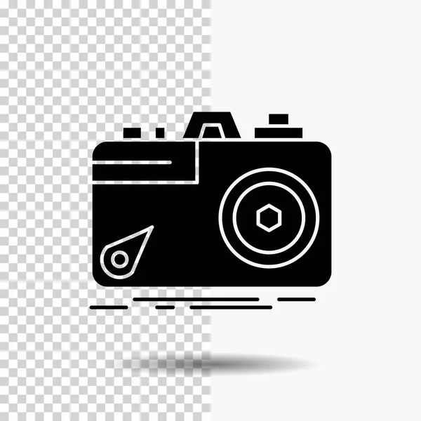 Камера Фотографії Захоплення Фото Діафрагми Гліфів Значок Прозорим Фоном Чорний — стоковий вектор
