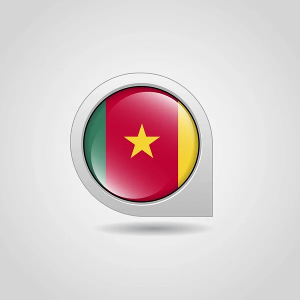 Vlajka Kamerunu Namapovat Ukazatel Designu Vektor — Stockový vektor