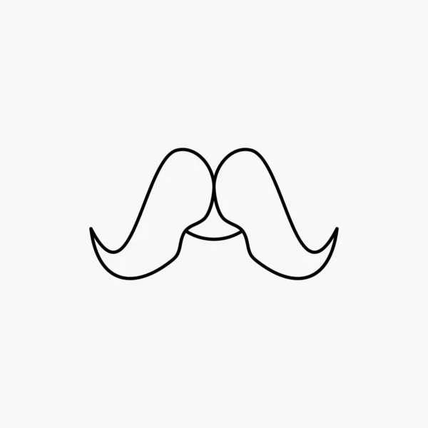 Moustache Hipster Movember Male Men Line Icon Vector Isolated Illustration — Stock Vector